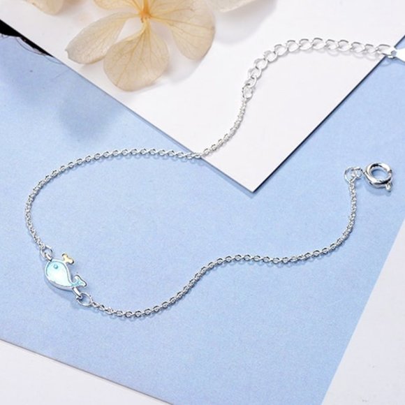 NEW 925 Sterling Silver Blue Whale Bracelet - Picture 4 of 7